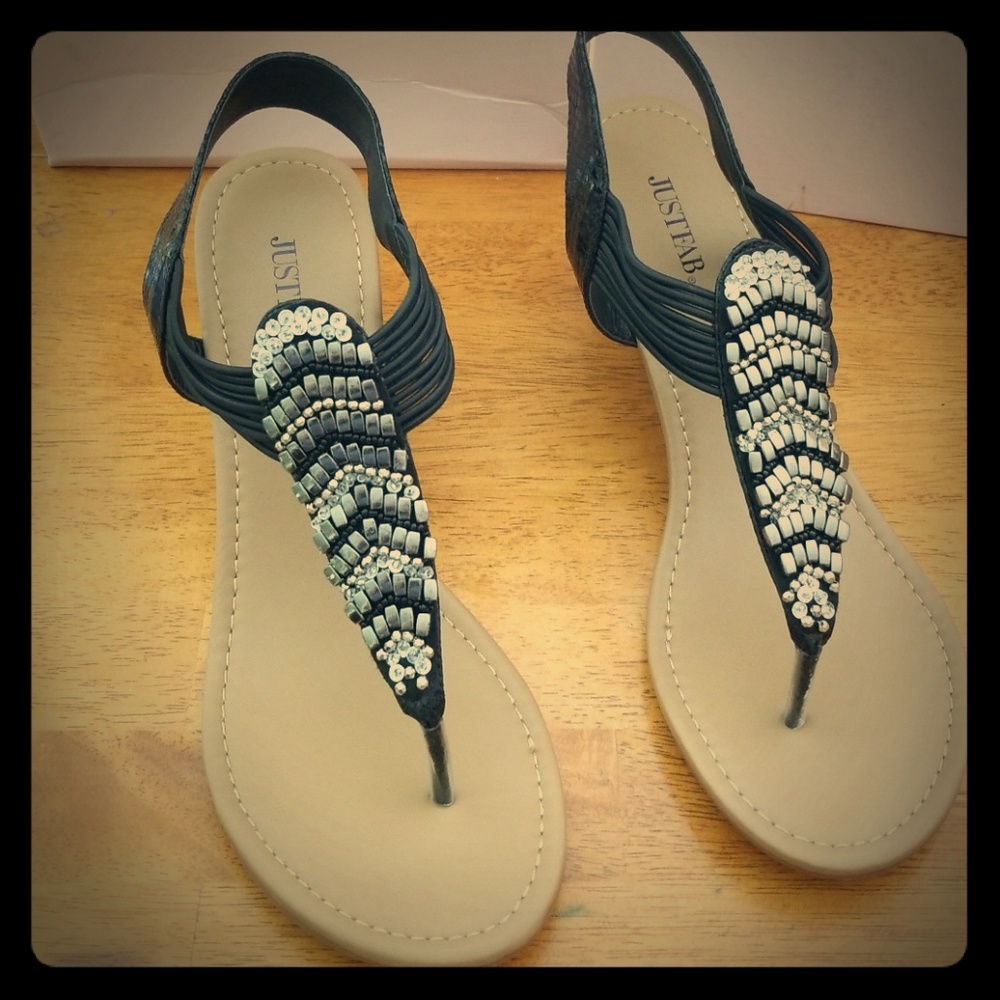 Just Fab Heeled Sandals with silver embellishments